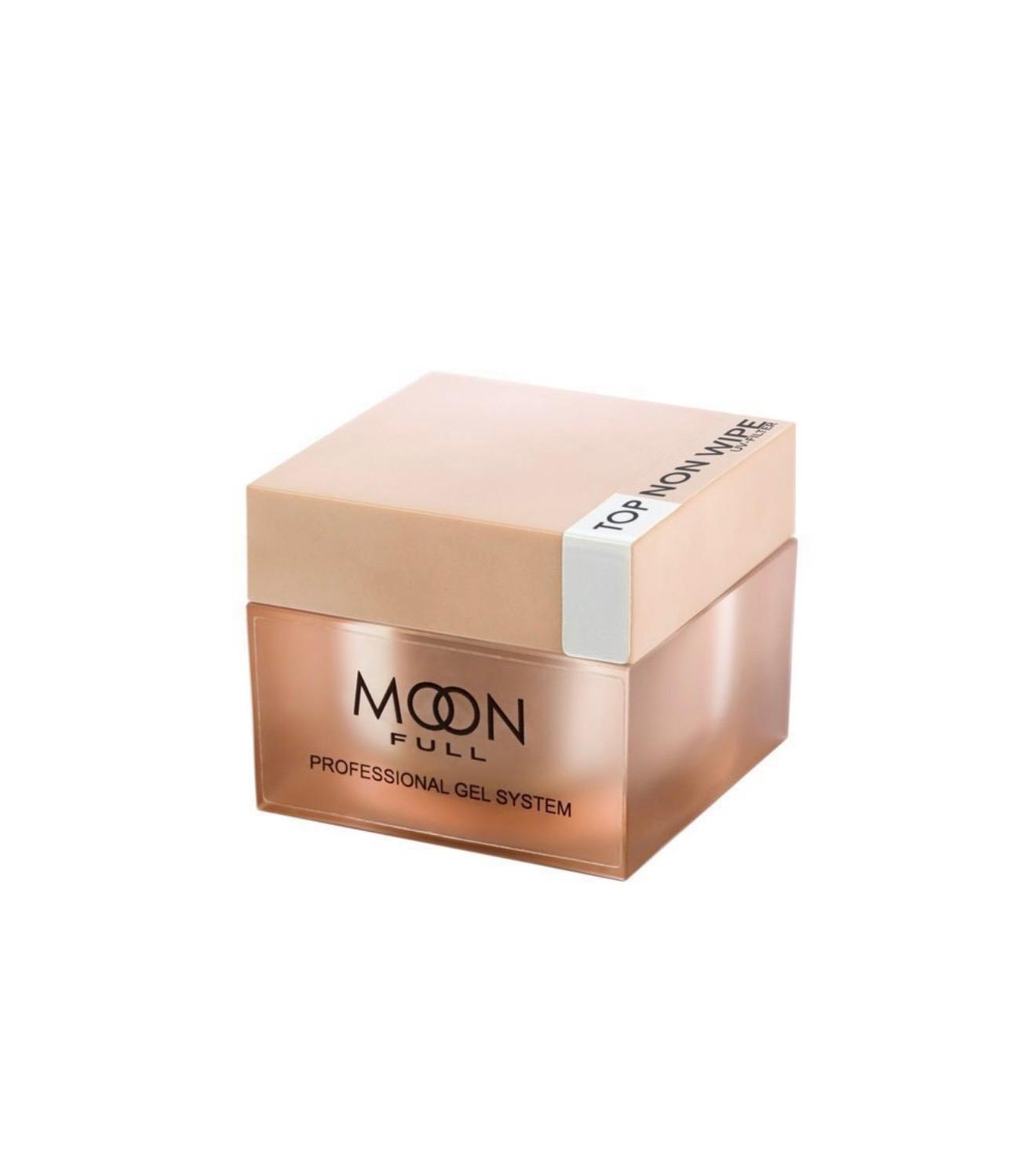 Moon Full Top Non-Wipe avec filtre UV, top coat professionnel sans couche collante HEMA FREE et TPO FREE avec effet ultra-brillant.