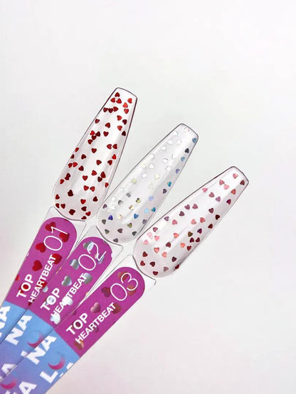 LUNAmoon Heartbeat Top 01 Top Coat Transparent Cœurs Rouges