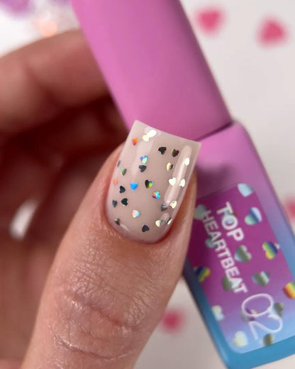 LUNAmoon Top Heartbeat 02 Top Coat Transparent Cœurs Holographiques