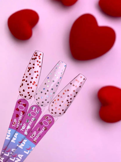 LUNAmoon Heartbeat Top 01 Top Coat Transparent Cœurs Rouges