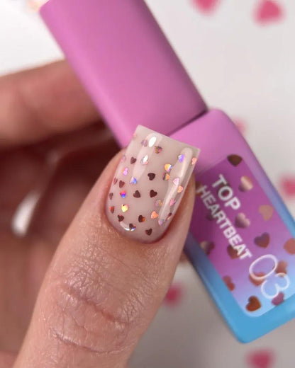 LUNAmoon Top Heartbeat 03 Top Coat Transparent Cœurs Rose-Or