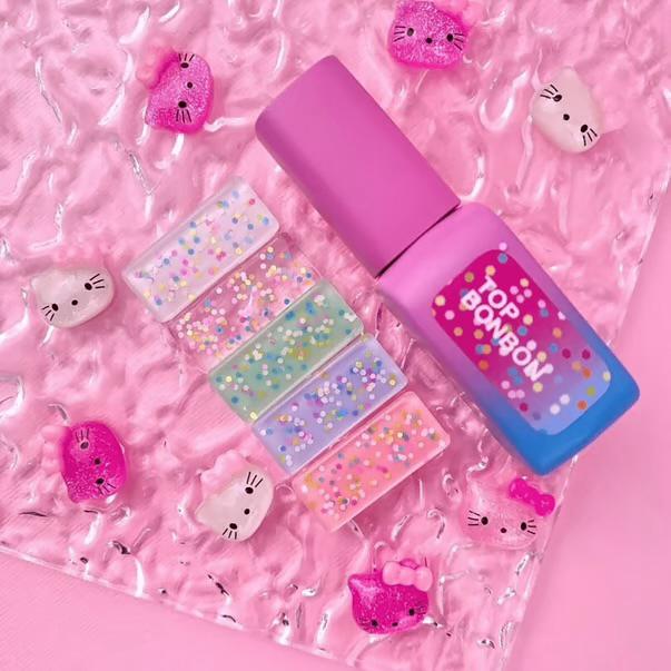 Top pour vernis gel sans couche collante avec confettis LUNAmoon Bonbon Top 13 ml