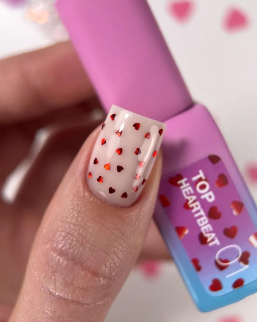 LUNAmoon Heartbeat Top 01 Top Coat Transparent Cœurs Rouges
