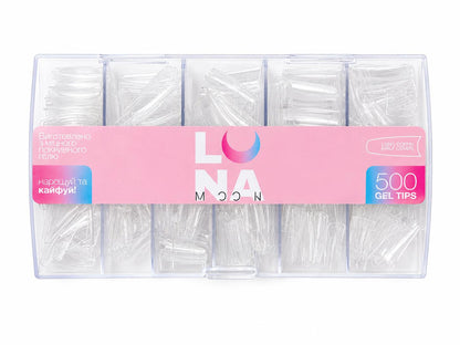 LUNAmoon Gel Tips Coffin Long Half Cover 500 pcs