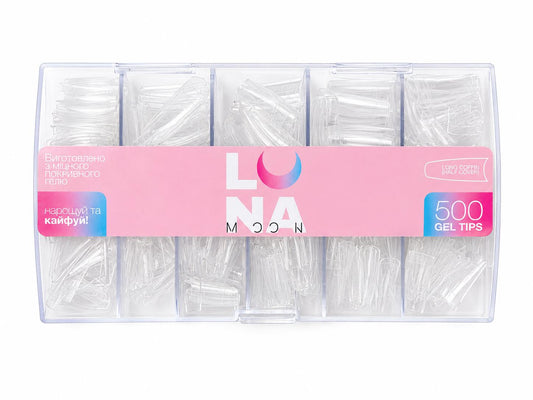 LUNAmoon Gel Tips Coffin Long Half Cover 500 pcs