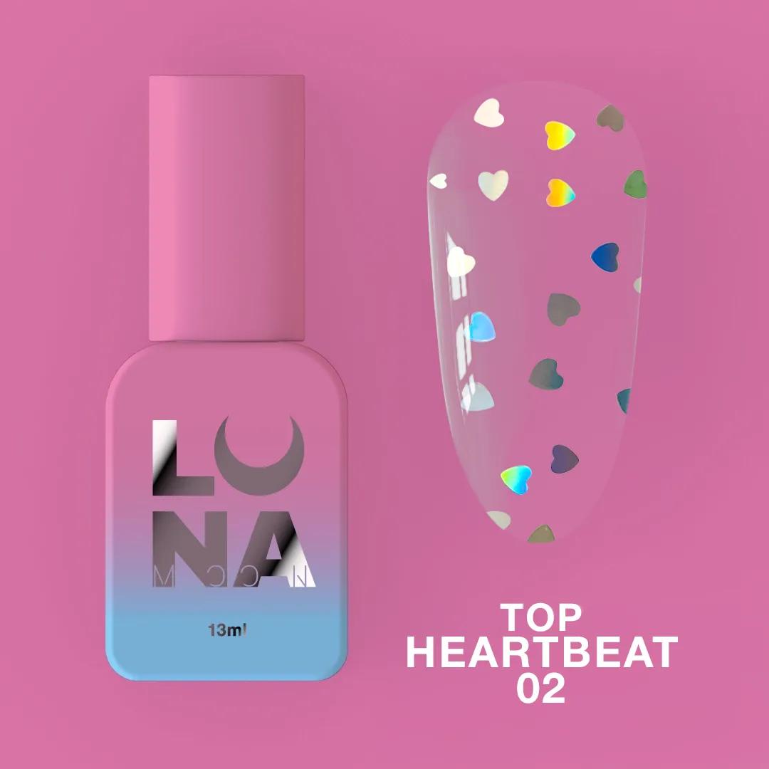 LUNAmoon Top Heartbeat 02 Top Coat Transparent Cœurs Holographiques