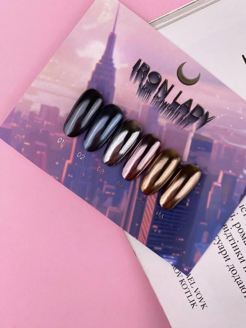 Kit de poudres effet miroir pour ongles LUNAmoon Iron Lady – 6 pièces
