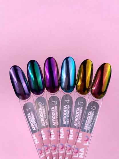 Kit de poudres effet miroir pour ongles LUNAmoon Afrodita – 6 pièces
