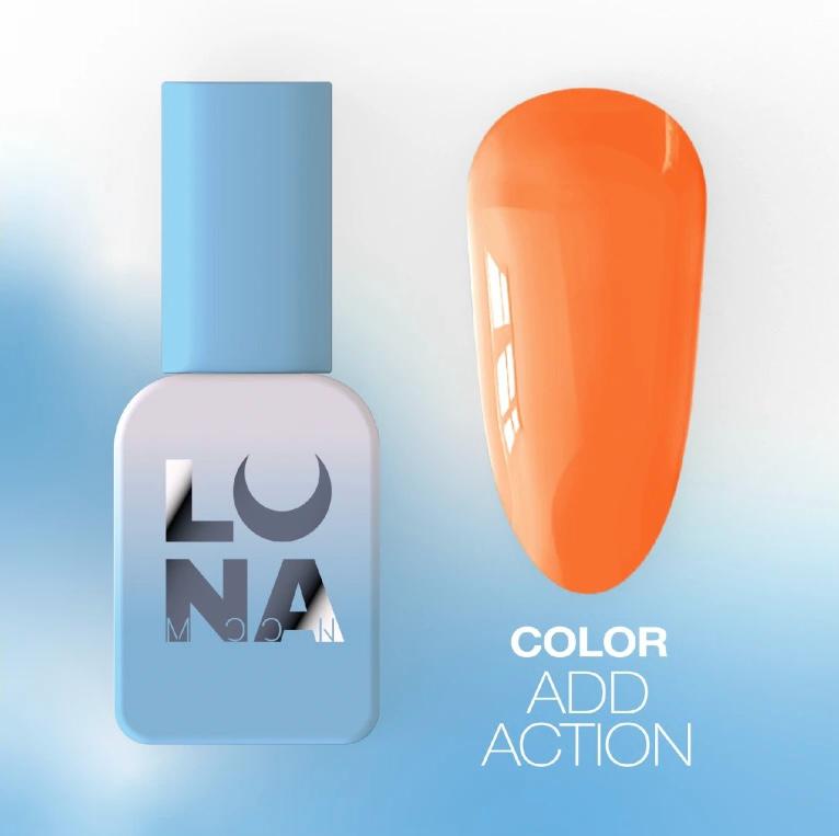 LUNAmoon ADD Action Color vernis semi-permanent orange intense avec haute pigmentation, longue tenue et formule TPO FREE.