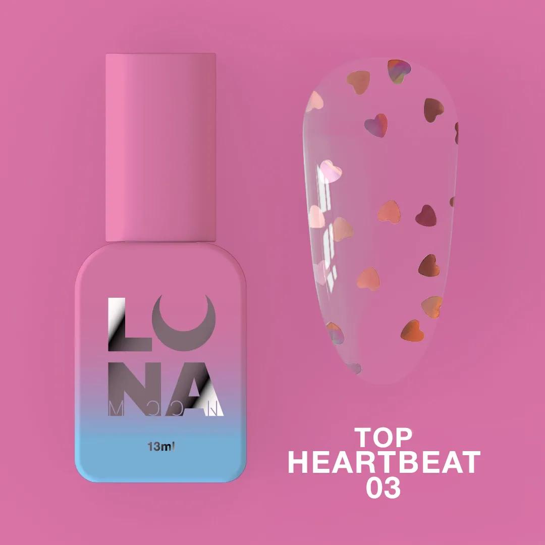LUNAmoon Top Heartbeat 03 Top Coat Transparent Cœurs Rose-Or