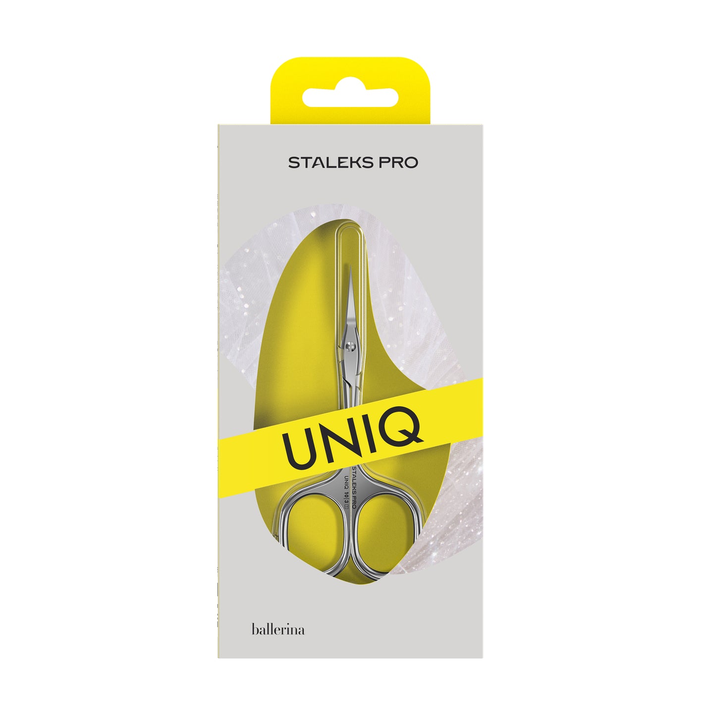 Ciseaux à cuticules STALEKS PRO Ballerina UNIQ 10 TYPE 3 avec lames fines courbées pour une coupe précise et une manucure professionnelle.