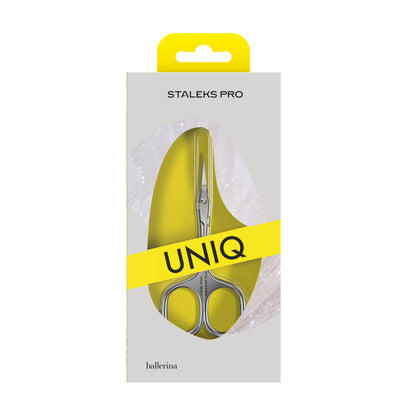 Ciseaux à cuticules STALEKS PRO Ballerina UNIQ 10 TYPE 3 avec lames fines courbées pour une coupe précise et une manucure professionnelle.