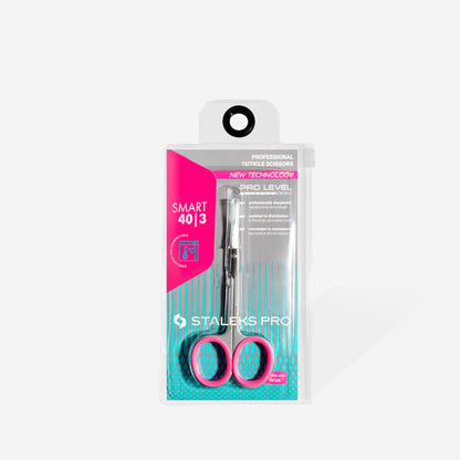 Ciseaux à cuticules STALEKS PRO SMART 40 TYPE 3 SS-40/3 avec inserts silicone roses