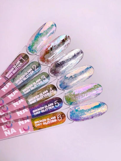 Kit de paillettes sèches pour ongles LUNAmoon Broken Glass – 6 pièces