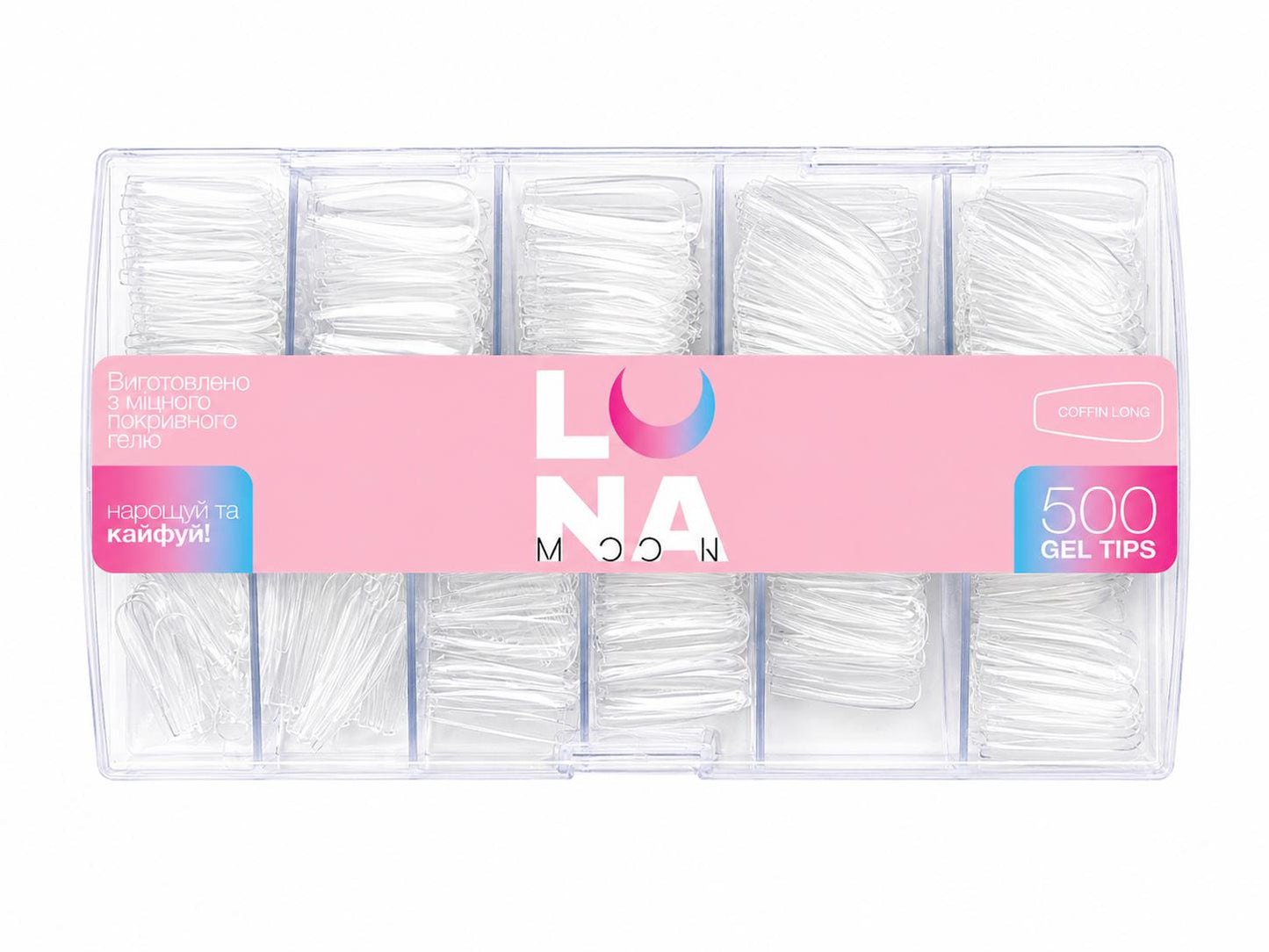LUNAmoon Gel Tips Coffin Long 500 pcs Capsules Gel