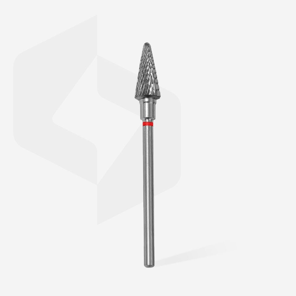 Embout carbure STALEKS PRO EXPERT FT71R060/14 forme cône 6 mm rouge pour correction des ongles naturels et dépose délicate des revêtements