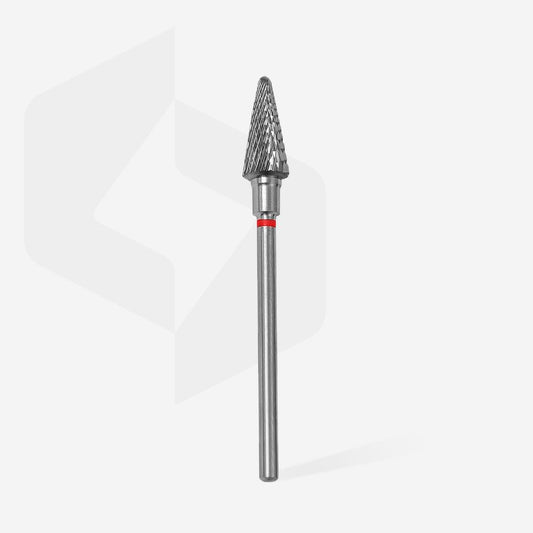 Embout carbure STALEKS PRO EXPERT FT71R060/14 forme cône 6 mm rouge pour correction des ongles naturels et dépose délicate des revêtements