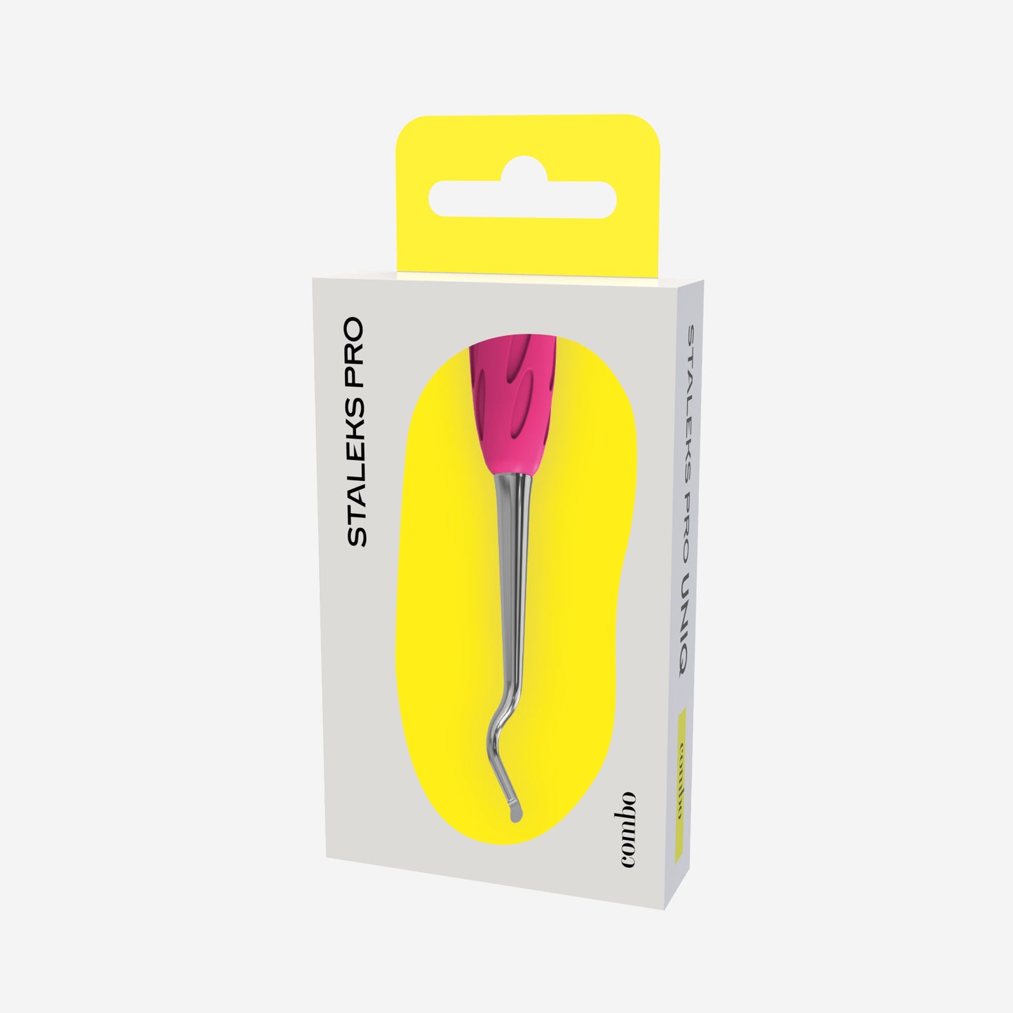 Embout curette demi-sphère STALEKS PRO COMBO UNIQ 33 WPPQ-33 en acier inoxydable avec revêtement silicone rose
