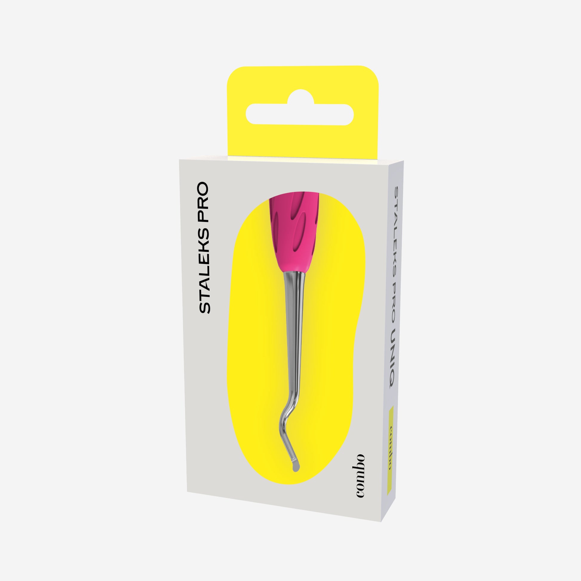 Embout curette demi-sphère STALEKS PRO COMBO UNIQ 33 WPPQ-33 en acier inoxydable avec revêtement silicone rose