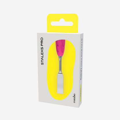 Embout pousse-cuticules plat droit STALEKS PRO COMBO UNIQ 18 WPPQ-18 en acier inoxydable