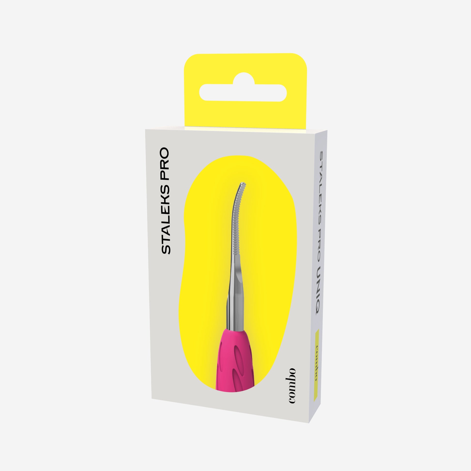 Embout râpe courbée pour ongle incarné STALEKS PRO COMBO UNIQ 37 WPPQ-37 en acier inoxydable avec revêtement silicone rose antidérapant