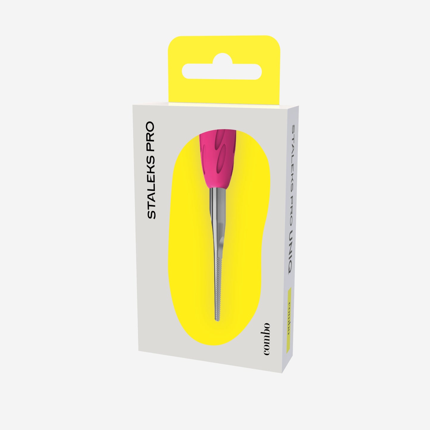 Embout râpe droite pour ongle incarné STALEKS PRO COMBO UNIQ 38 WPPQ-38 en acier inoxydable médical avec revêtement silicone rose antidérapant