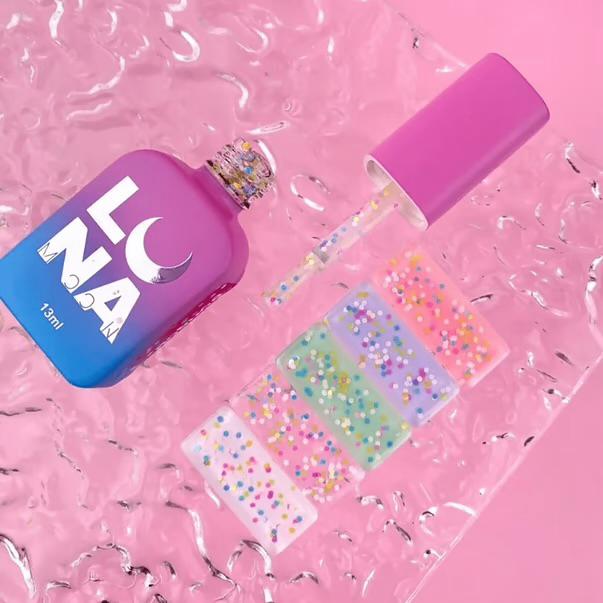 Top pour vernis gel sans couche collante avec confettis LUNAmoon Bonbon Top 13 ml