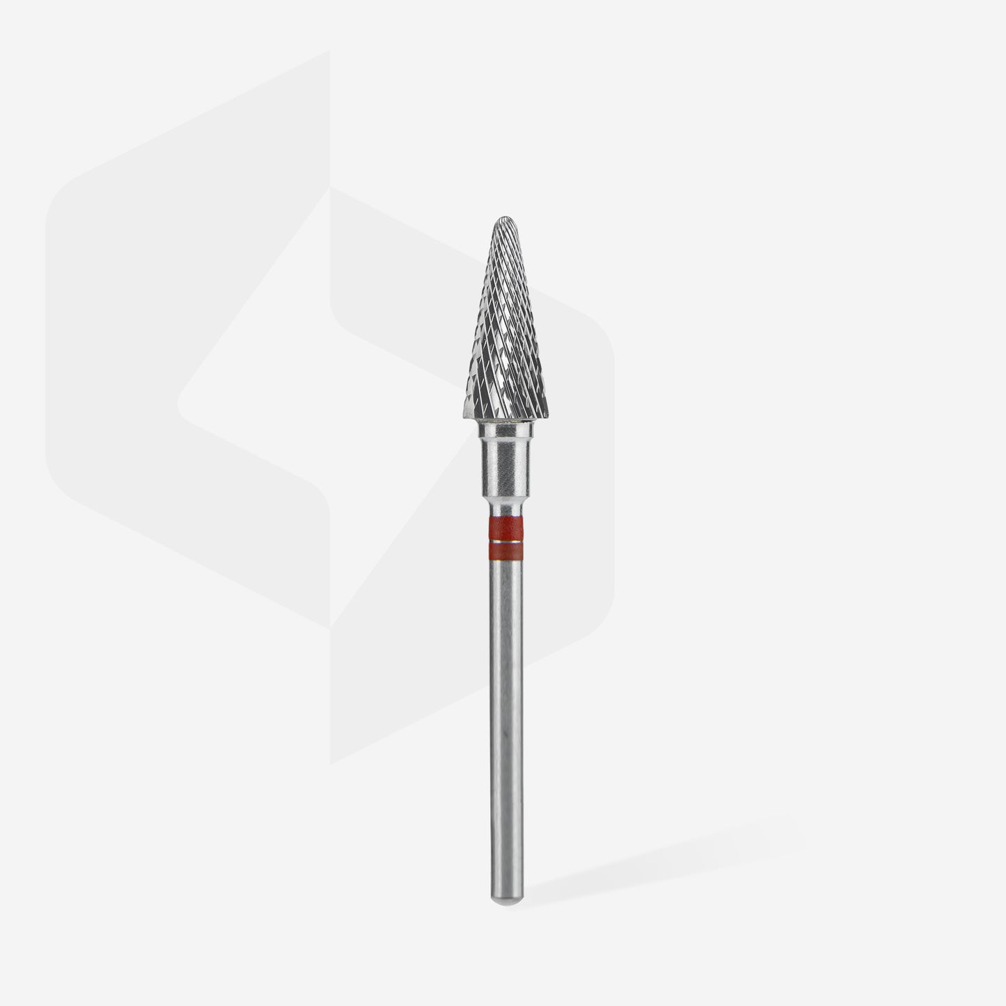 Fraise carbure STALEKS PRO EXPERT FT73R060/14 forme cône 6 x 14 mm rouge pour gaucher, adaptée à la dépose douce du gel, à la correction des ongles artificiels et au traitement professionnel des callosités.