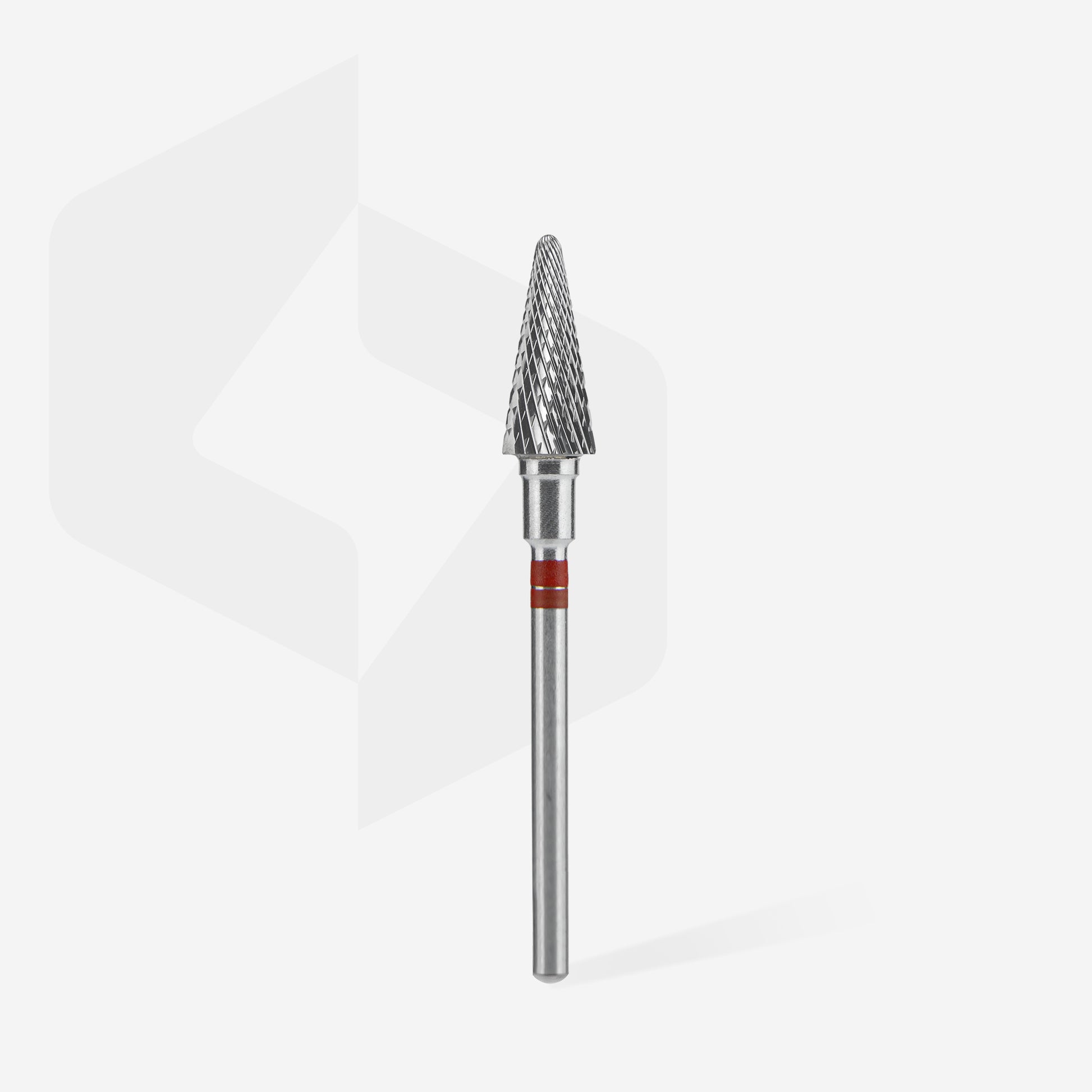 Fraise carbure STALEKS PRO EXPERT FT73R060/14 forme cône 6 x 14 mm rouge pour gaucher, adaptée à la dépose douce du gel, à la correction des ongles artificiels et au traitement professionnel des callosités.