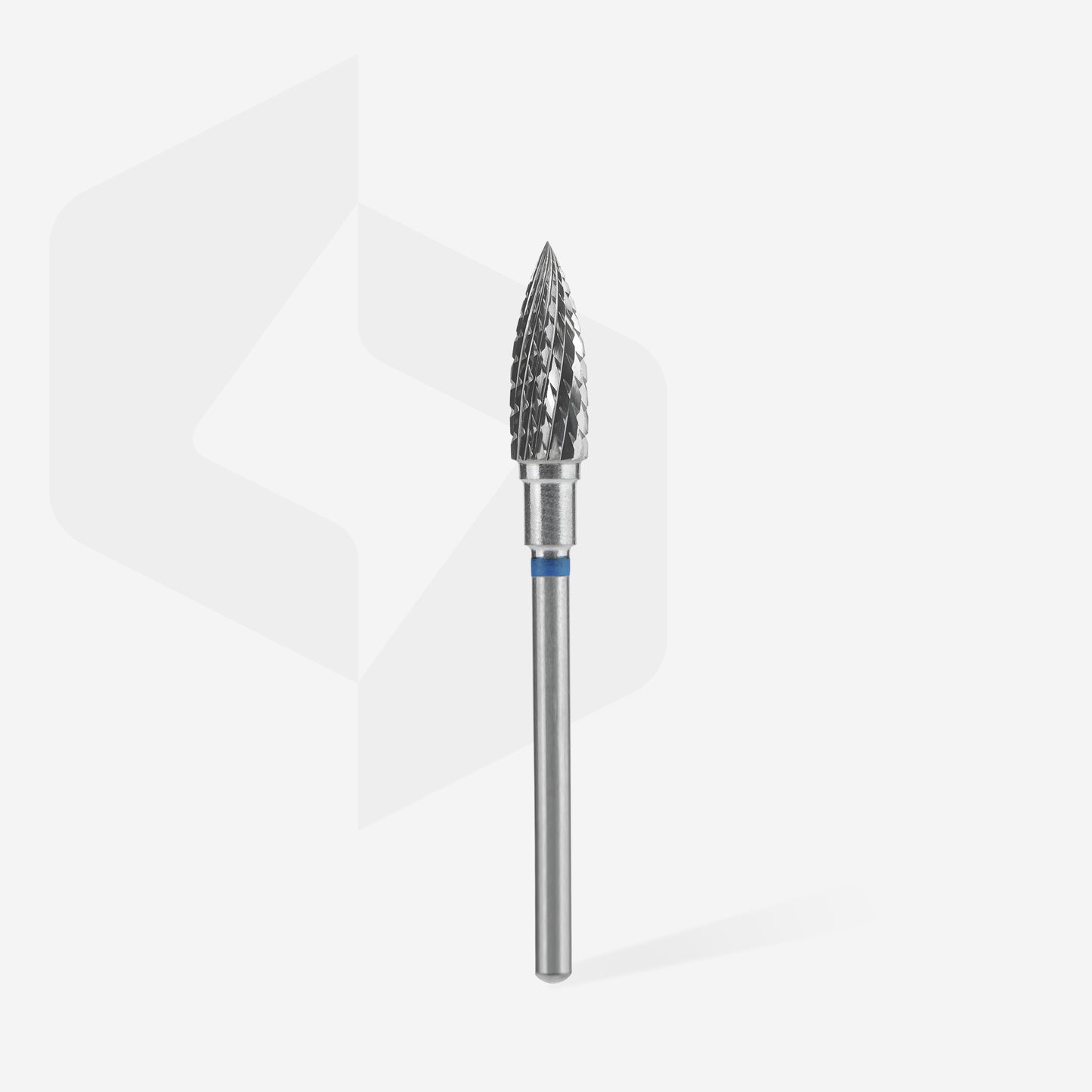 Fraise carbure STALEKS PRO EXPERT FT10B050/13.5 forme flamme 5 x 13,5 mm bleue pour dépose de gel, traitement des callosités et pédicure professionnelle.