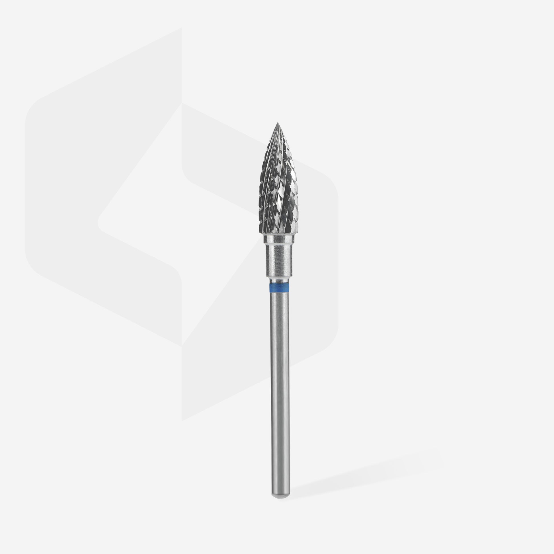 Fraise carbure STALEKS PRO EXPERT FT10B050/13.5 forme flamme 5 x 13,5 mm bleue pour dépose de gel, traitement des callosités et pédicure professionnelle.