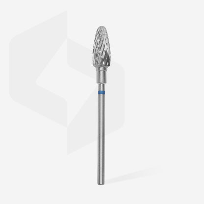 Fraise carbure STALEKS PRO EXPERT FT90B060/14 forme maïs 6 mm bleue pour la dépose des revêtements, le modelage des ongles et les soins de pédicure professionnels.