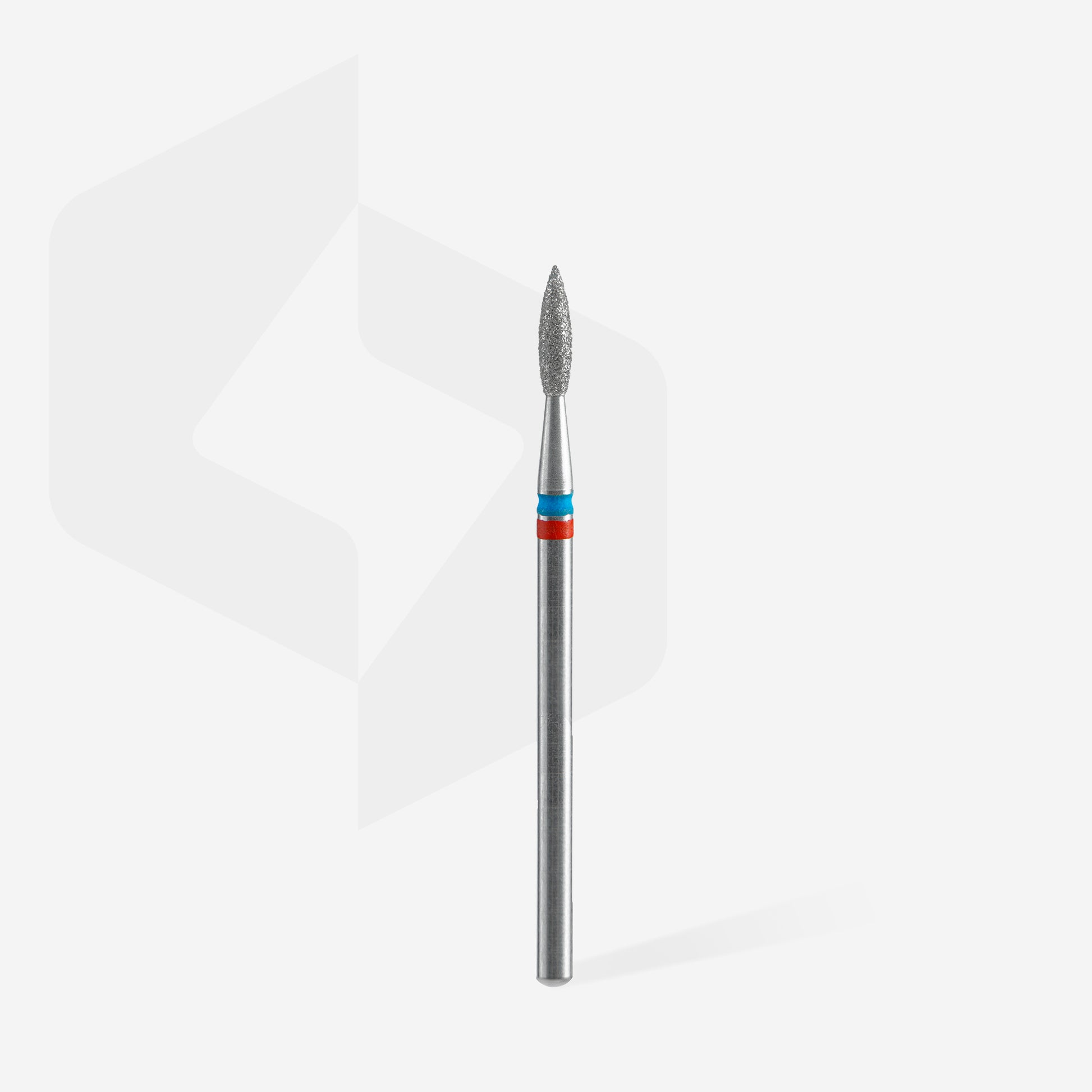 Fraise diamant STALEKS PRO EXPERT DUO FA11RB021/8 forme flamme pointue 2,1 mm avec double revêtement diamanté pour la cuticule, les replis latéraux et la manucure professionnelle.