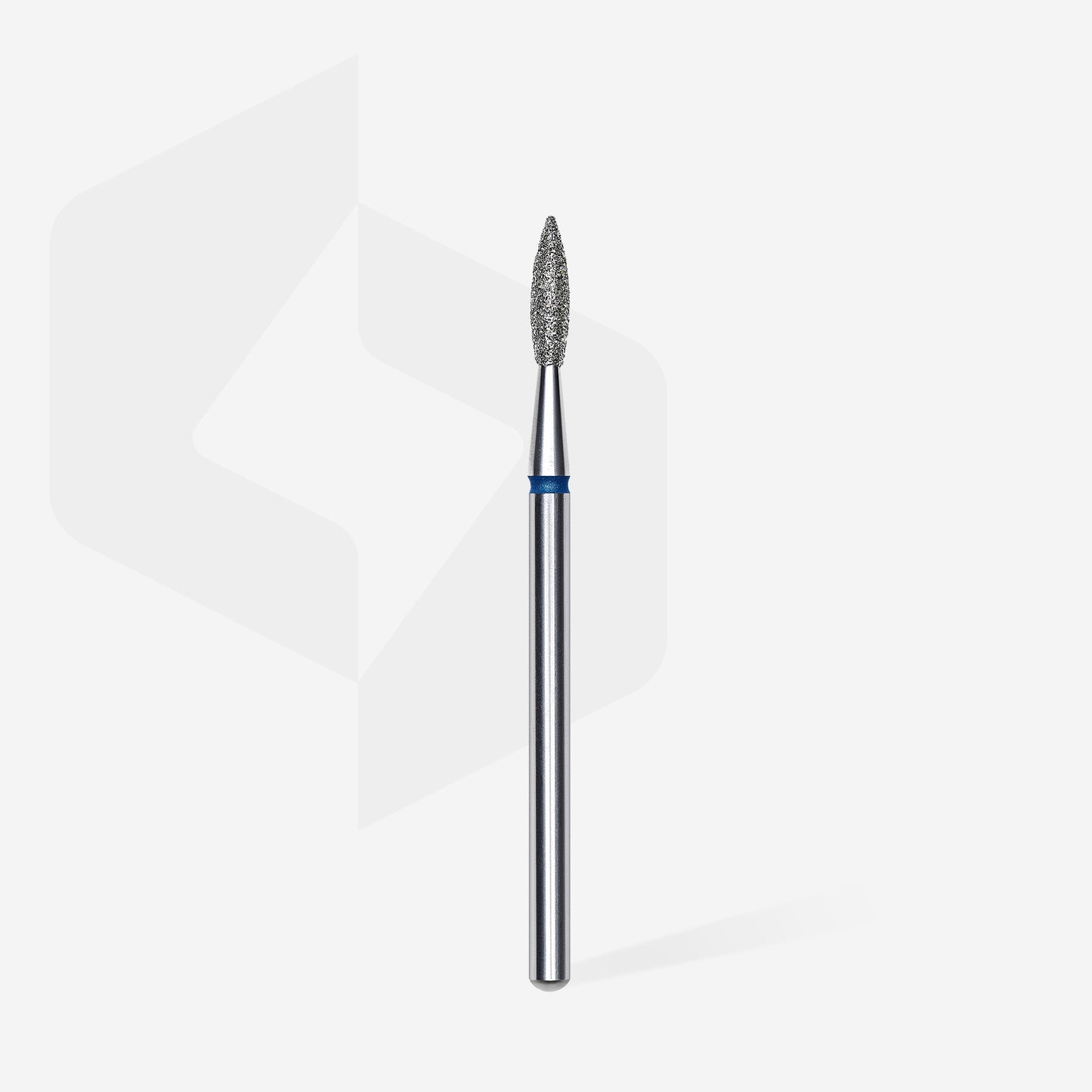 Fraise diamant STALEKS PRO EXPERT FA11B021/8 forme flamme pointue bleue 2,1 mm pour le traitement de la cuticule, des replis latéraux et des soins de manucure et pédicure professionnels.