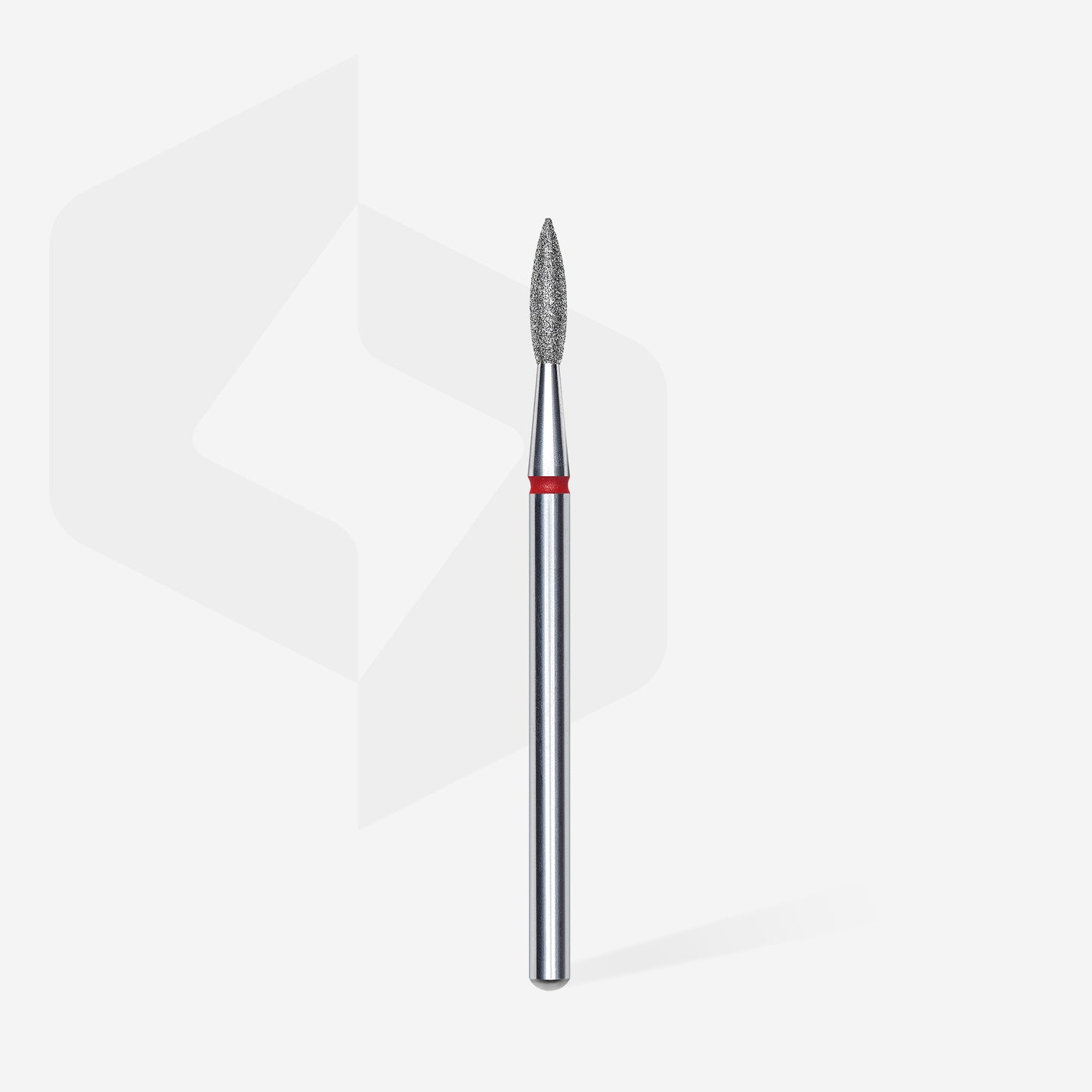 Fraise diamant STALEKS PRO EXPERT FA11R021/8 forme flamme pointue rouge 2,1 mm pour le traitement de la cuticule, des replis latéraux et les soins professionnels de manucure et pédicure.