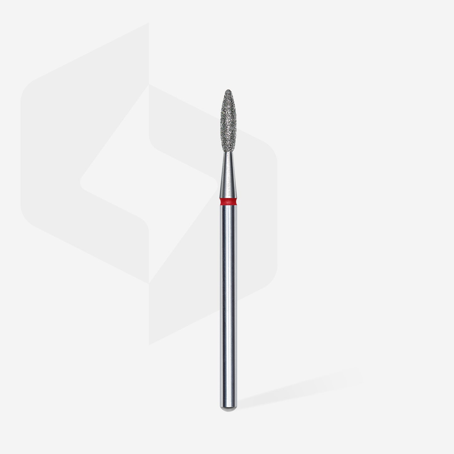 Fraise diamant STALEKS PRO EXPERT FA10R021/8 forme flamme rouge 2,1 mm pour le traitement de la cuticule, des replis latéraux et des soins professionnels de manucure et pédicure.