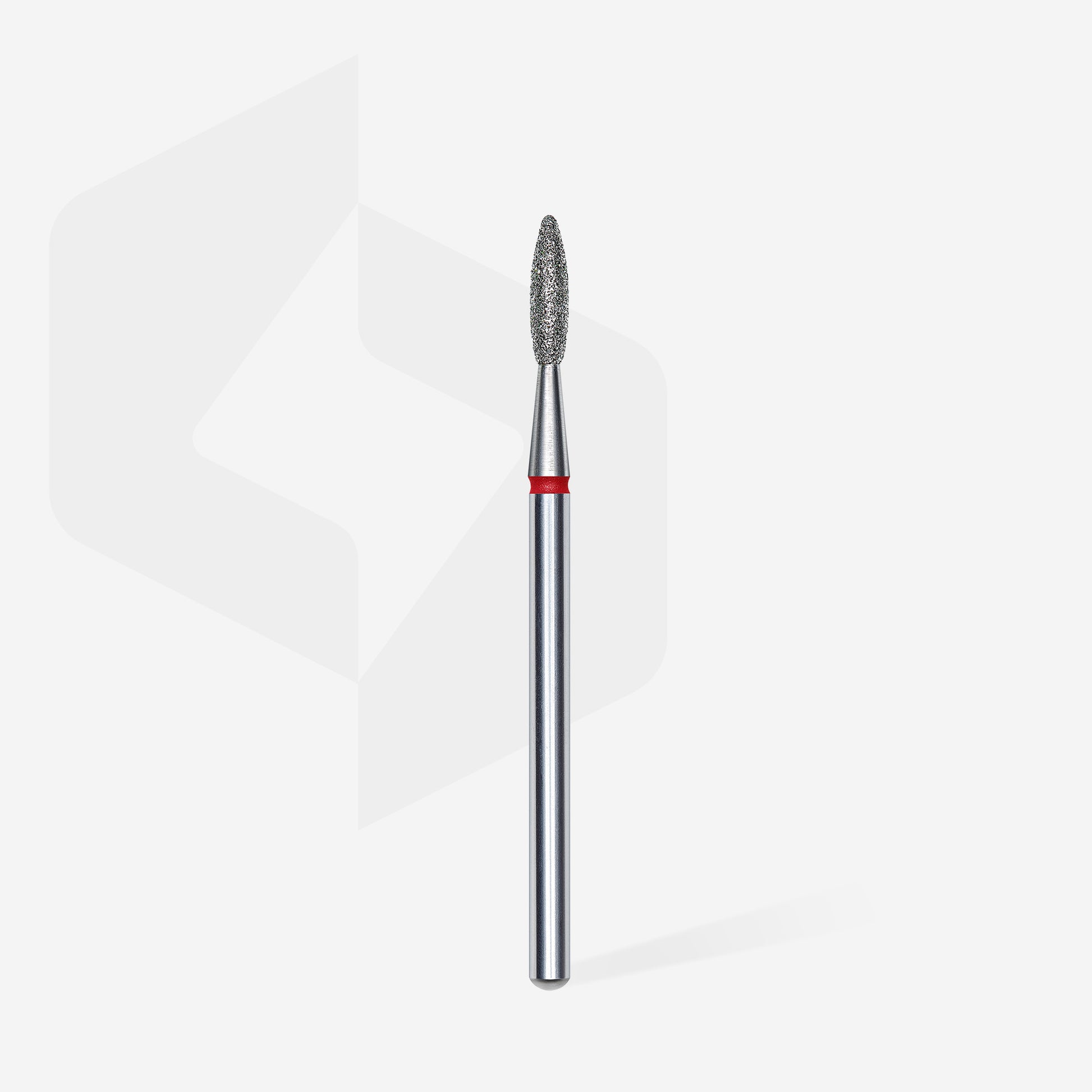 Fraise diamant STALEKS PRO EXPERT FA10R021/8 forme flamme rouge 2,1 mm pour le traitement de la cuticule, des replis latéraux et des soins professionnels de manucure et pédicure.