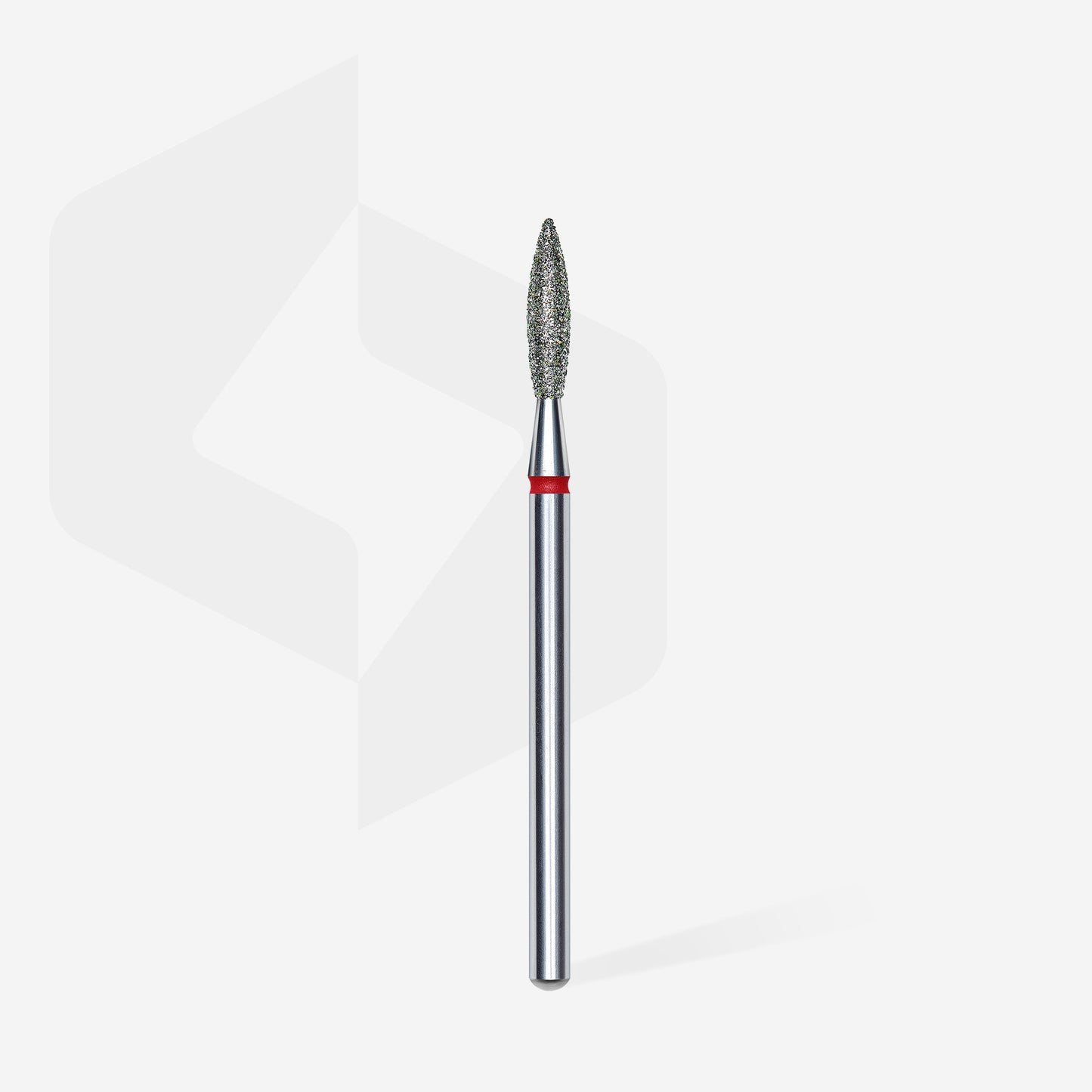 Fraise diamant STALEKS PRO EXPERT FA10R023/10 forme flamme rouge 2,3 mm pour le traitement de la cuticule, des replis latéraux et des soins professionnels de manucure et pédicure.