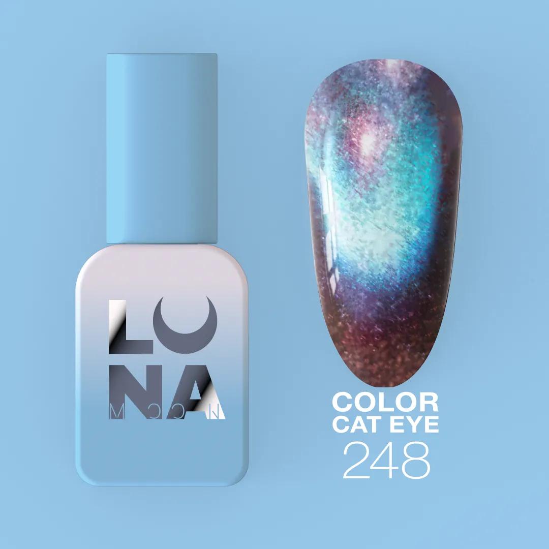 Gel Polish Cat Eye Color №248 avec effet œil de chat magnétique, haute pigmentation et reflets lumineux pour manucure professionnelle.