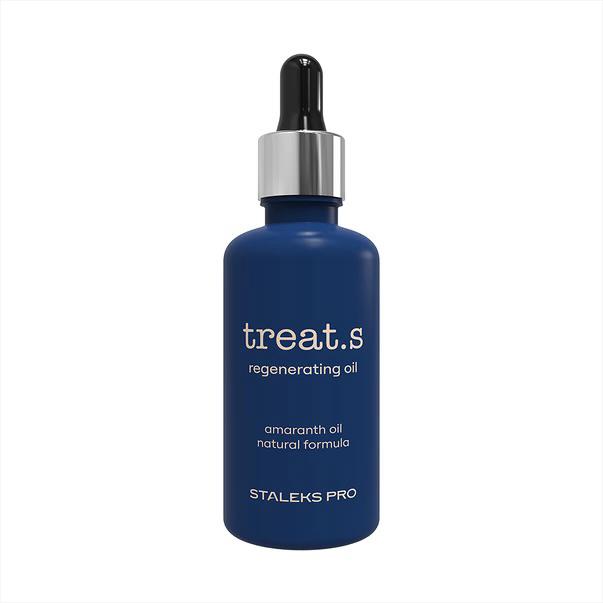 Huile régénérante treat.s STALEKS PRO pour pieds avec huile d’amarante, squalane et huiles végétales pour hydrater et réparer la peau après pédicure.