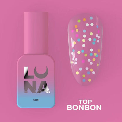 Top pour vernis gel LUNAmoon Bonbon Top 13 ml avec kamifubuki