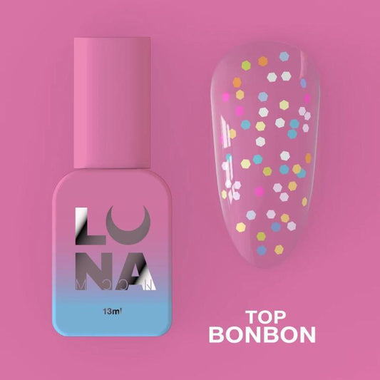 Top pour vernis gel LUNAmoon Bonbon Top 13 ml avec kamifubuki