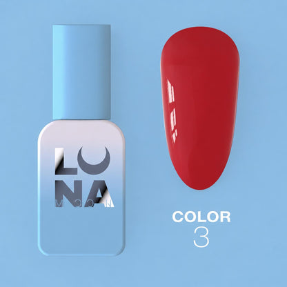 LUNAmoon Color №03 vernis semi-permanent hautement pigmenté avec texture auto-égalisante et finition brillante pour manucure professionnelle.