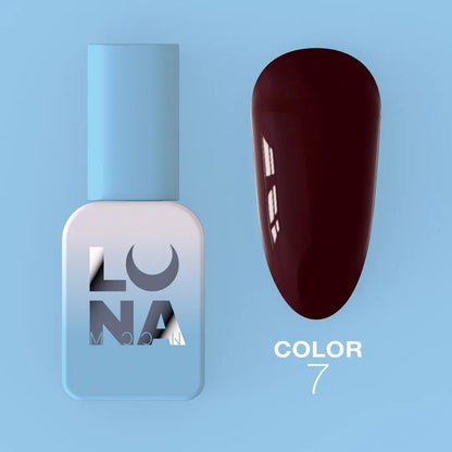 LUNAmoon Color №07 vernis semi-permanent hautement pigmenté avec texture auto-égalisante et finition brillante pour manucure professionnelle.