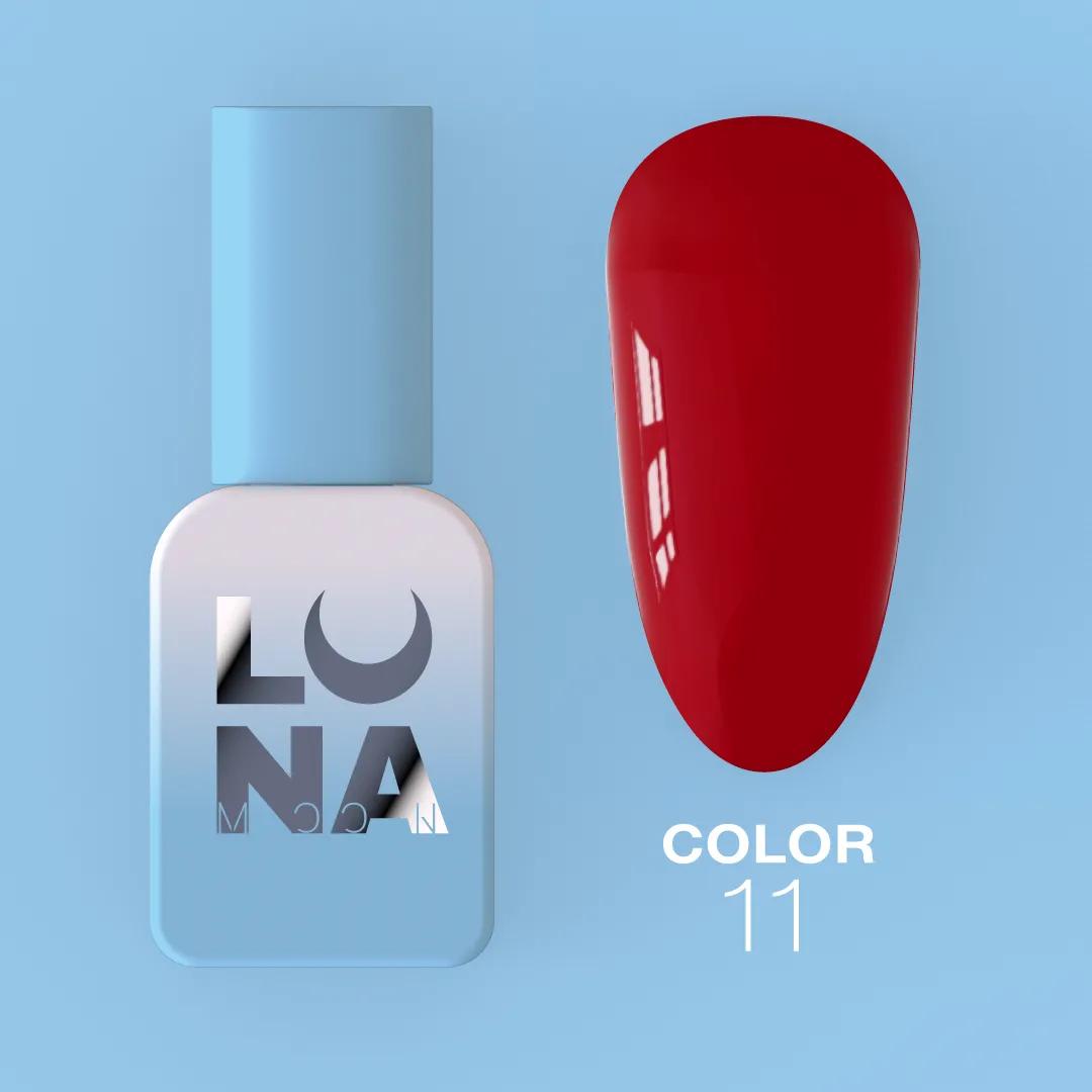 LUNAmoon Color №11 vernis semi-permanent hautement pigmenté avec texture auto-égalisante et finition brillante pour manucure professionnelle.