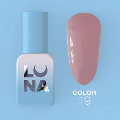 LUNAmoon Color №19 vernis semi-permanent hautement pigmenté avec texture auto-égalisante et finition brillante pour manucure professionnelle.