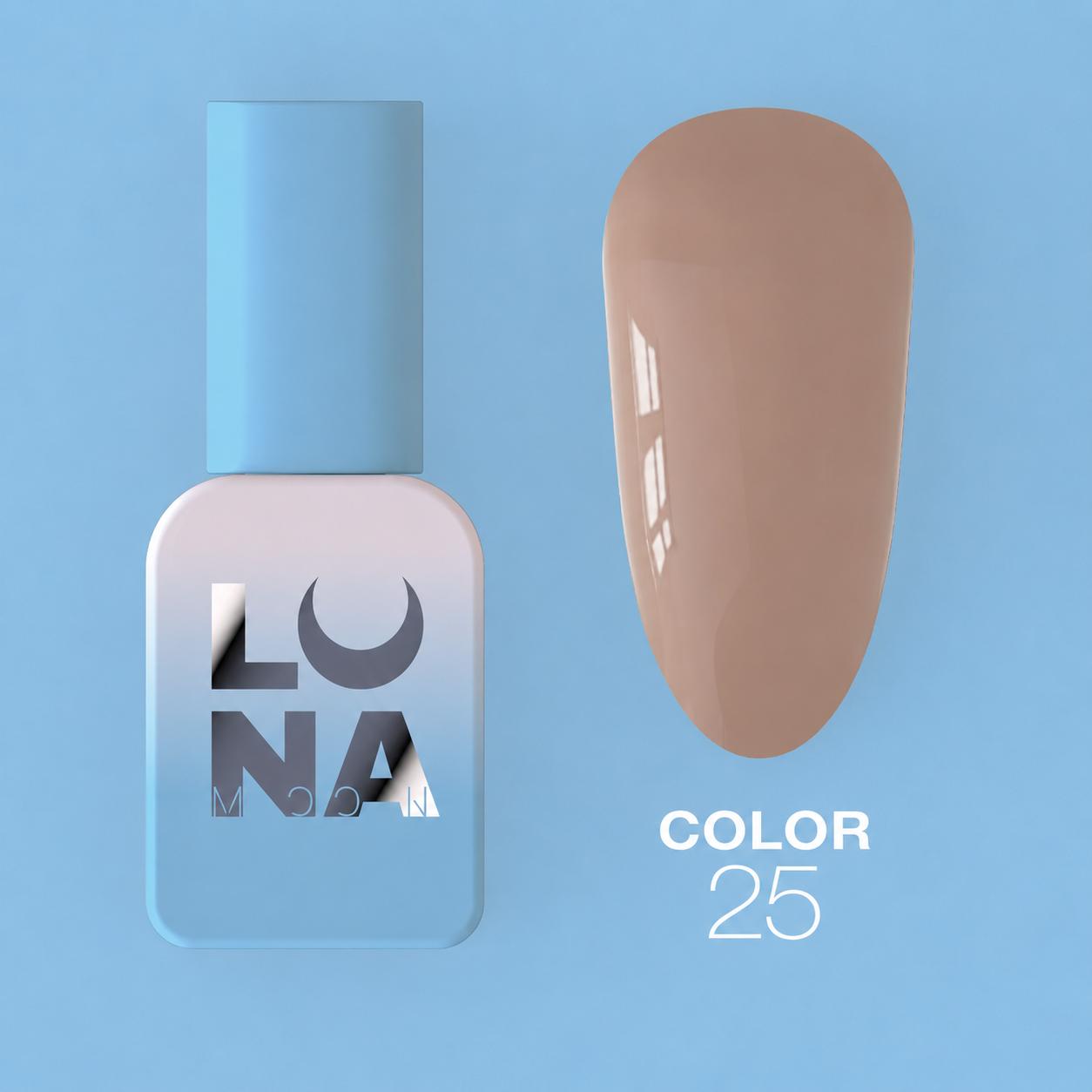LUNAmoon Color №25 vernis semi-permanent hautement pigmenté avec texture auto-égalisante et finition brillante pour manucure professionnelle.
