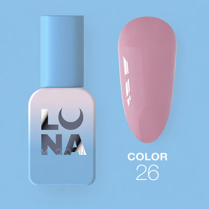 LUNAmoon Color №26 vernis semi-permanent hautement pigmenté avec texture auto-égalisante et finition brillante pour manucure professionnelle.