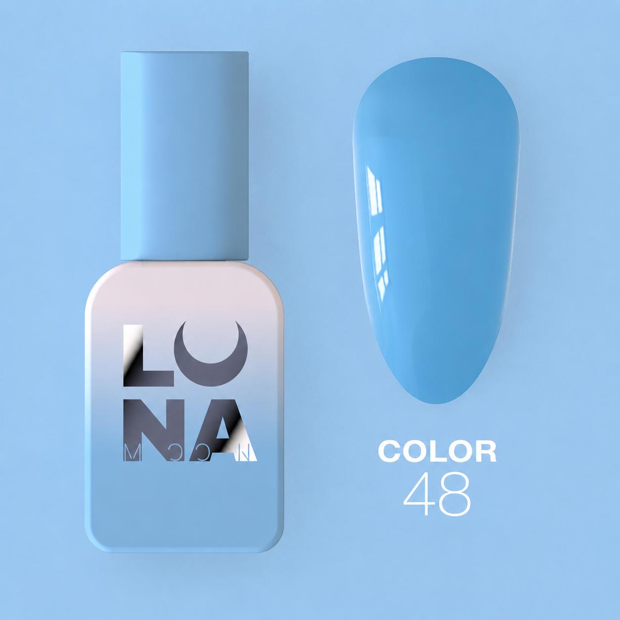 LUNAmoon Color №48 vernis semi-permanent hautement pigmenté avec texture auto-égalisante et finition brillante pour manucure professionnelle.
