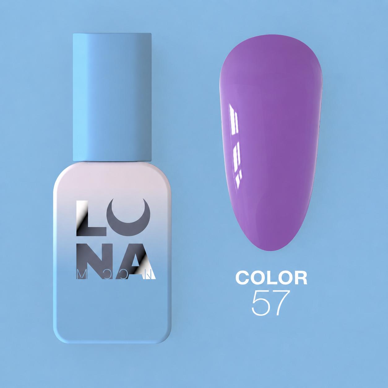 LUNAmoon Color №57 vernis semi-permanent hautement pigmenté avec texture auto-égalisante et finition brillante pour manucure professionnelle.